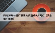 四川泸州一酒厂发生火灾造成4人死亡（泸县酒厂爆炸）
