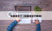 如果爱忘了（如果爱忘了歌词）
