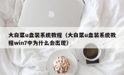 大白菜u盘装系统教程（大白菜u盘装系统教程win7中为什么会出现）